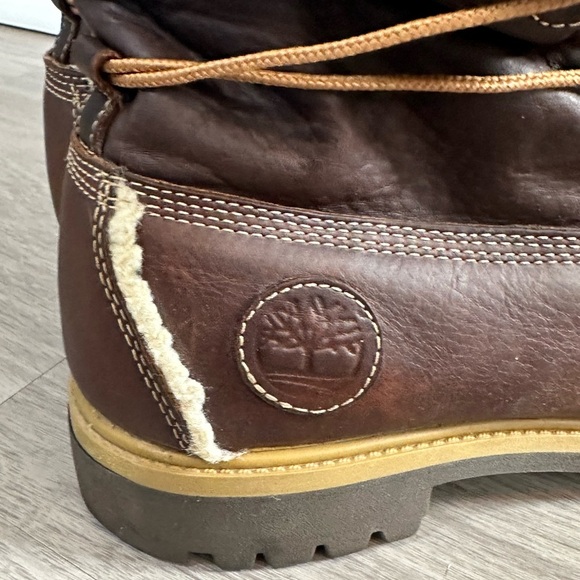 Timberland Men’s sherpa fleece lined Size 10.5 Dark Oiled Brown leatherEUC - Picture 6 of 10